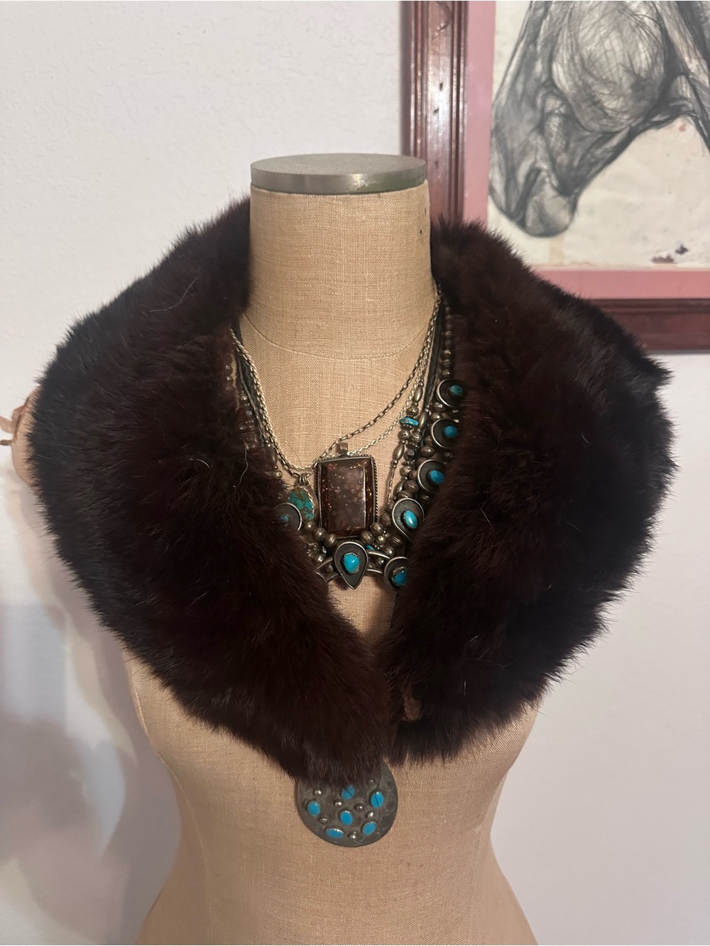 Brown Vintage Fur Collar